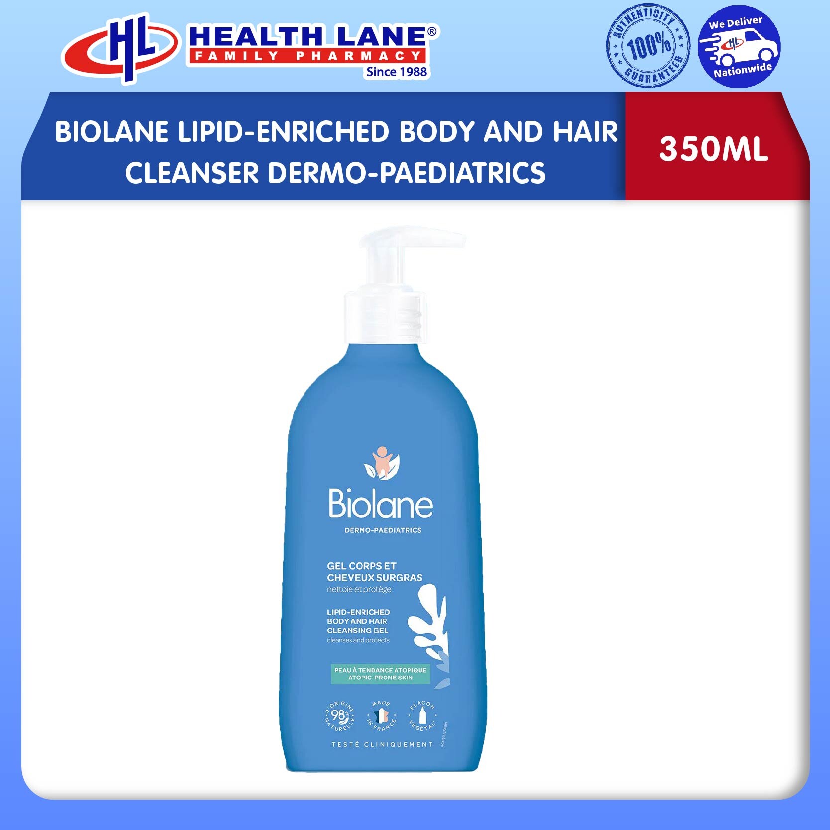 BIOLANE LIPID-ENRICHED BODY AND RAMBUT PENCUCI DERMO-PAEDIATRICS (350ML)